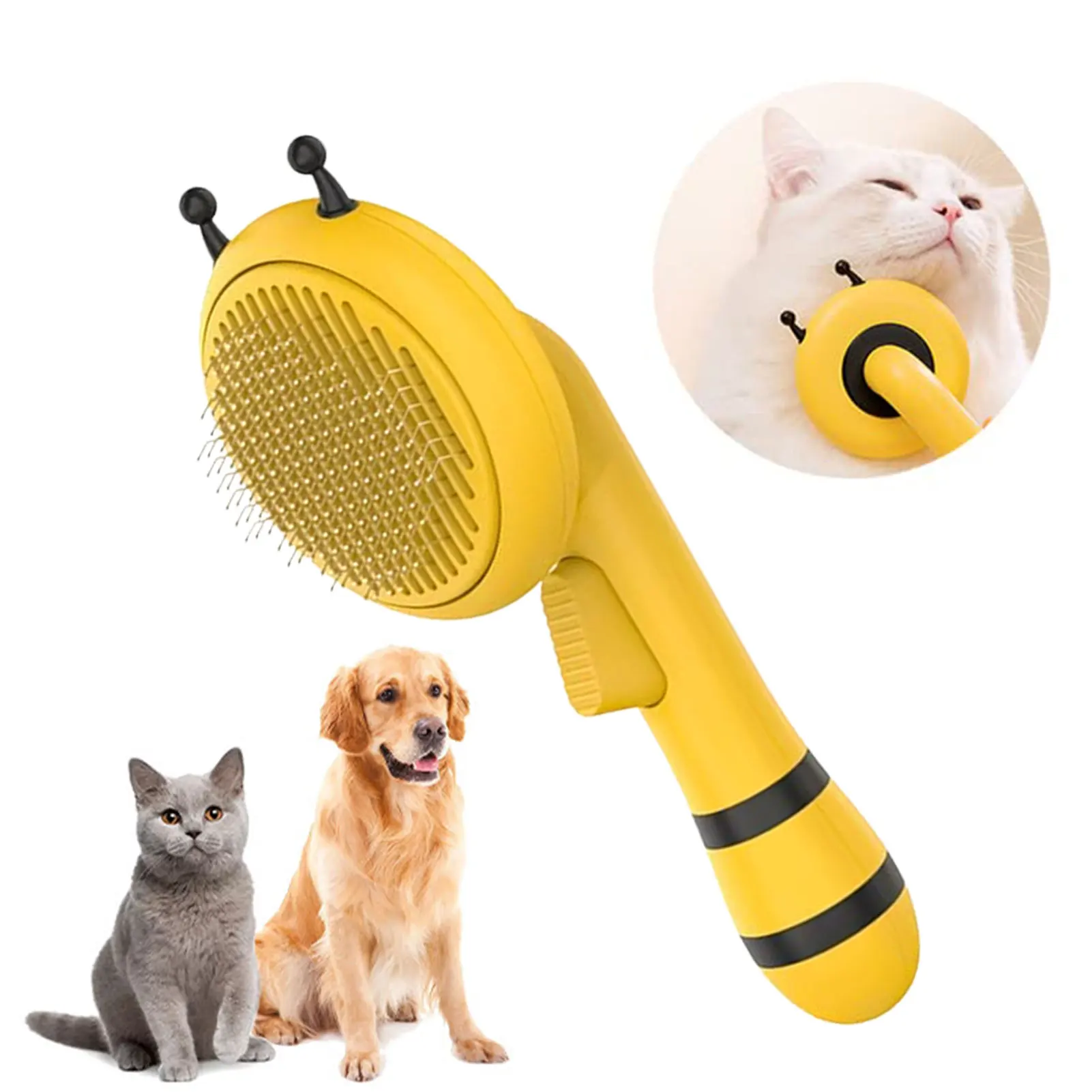 

Bee Cat Brush Comb For Pet Grooming Removes Loose Underlayers Tangled Hair Remover Brush Pet Hair Shedding Self Cleaning