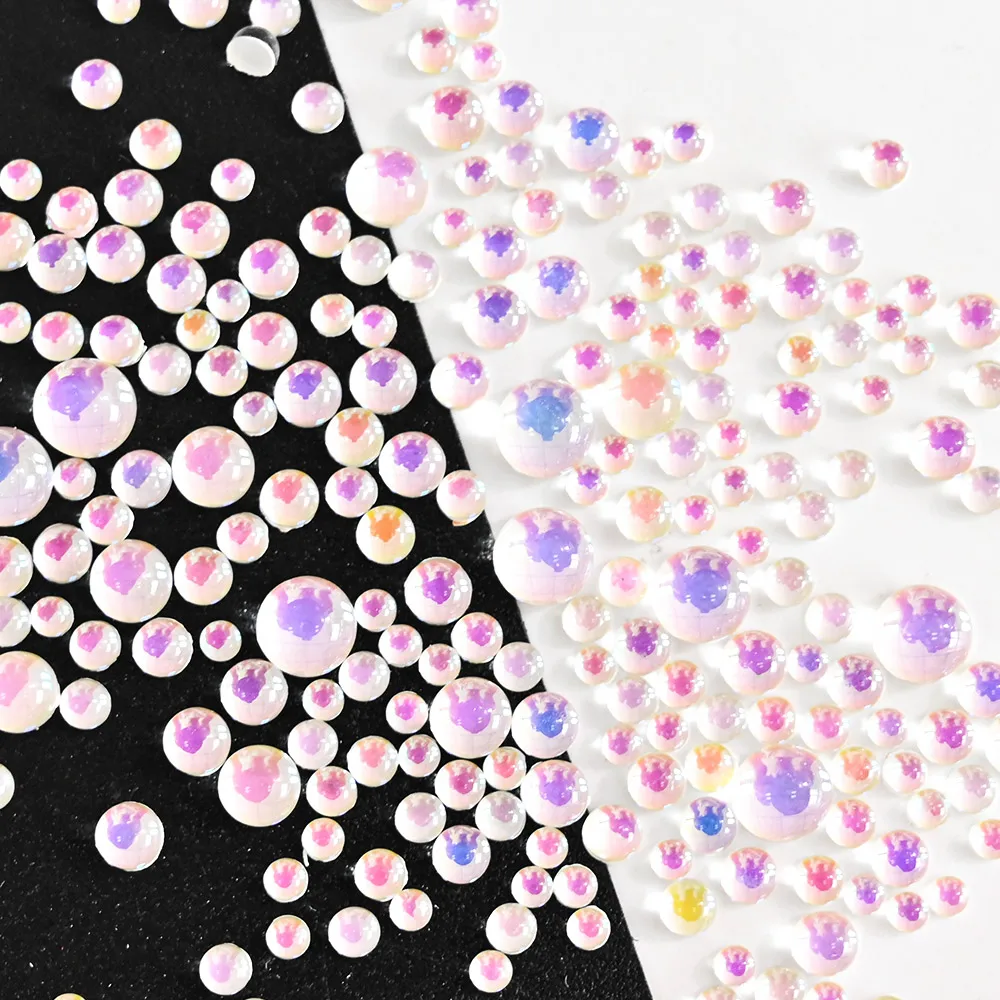 

300Pcs/Lot Glass Round Mermaid Nail Rhinestones Drop-Tears Candy Color Nail Stones Mixed Size FaltBack Glass Crystals for Nail