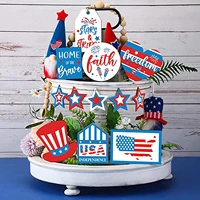 4th of july independence day tiered tray ornaments plauqes sign decorative home room decor gifts favor figurines miniatures