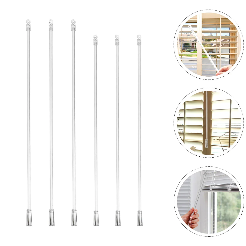 

6 Pcs Venetian Blind Rod Venetian+blinds Acrylic Opener Tilt Wands Accessory Window Replacement with Hook