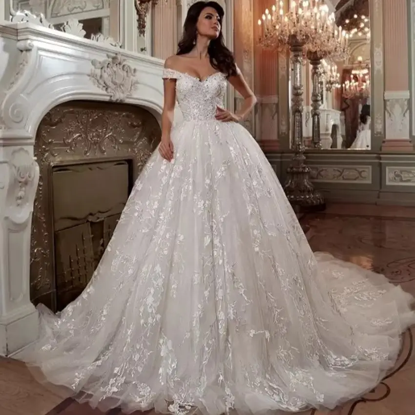 

Roseca Ye A Line Elegant Lace Appliques Bridal Gowns 2023 Vestido De Novia Off The Shoulder Wedding Dresses For Brides Exquisite