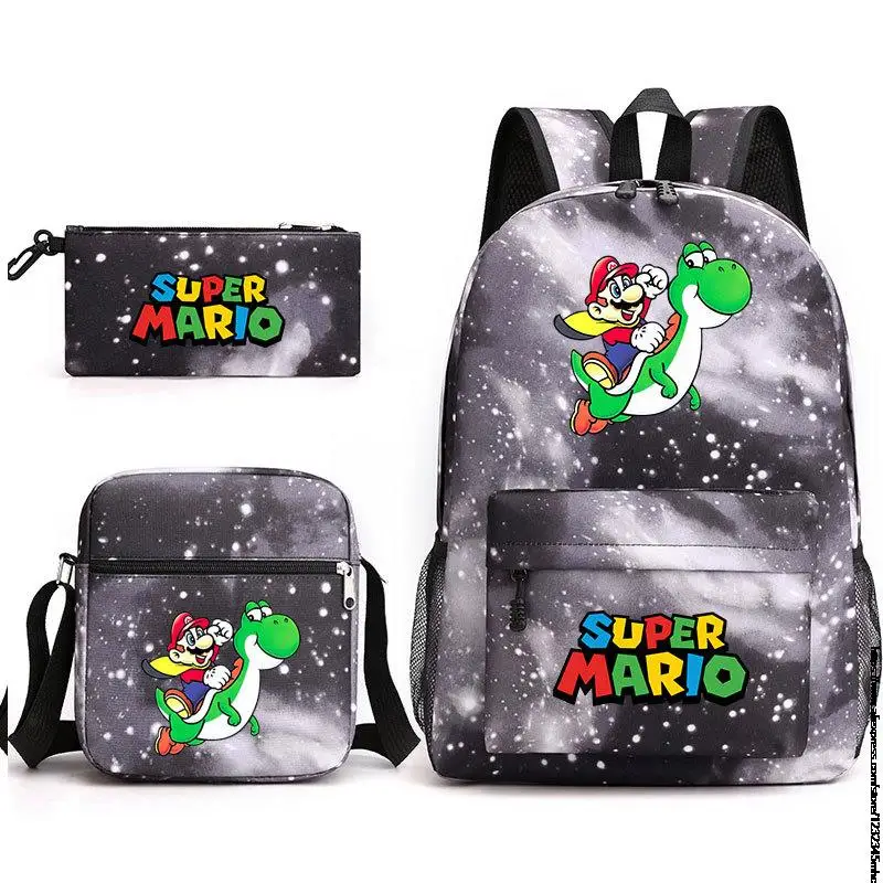 Super Mario 3Pcs Backpacks Women Men Capacity Backpack Fashion Big Laptop Travel Female Male Shoulder Bag Mochilas - купить по