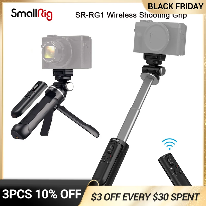 

SmallRig SR-RG1 Extendable Remote Wireless Camera Shooting Grip Vlogging Tripod Selfie Stick for Sony Canon YouTube TikTok 3326