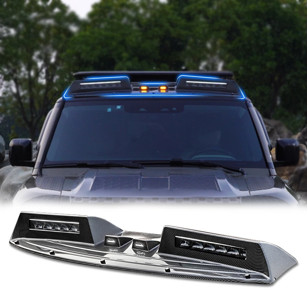 

Car Body Parts For Rr Defender Car Front Roof Spoiler With DRL TOP Led Light