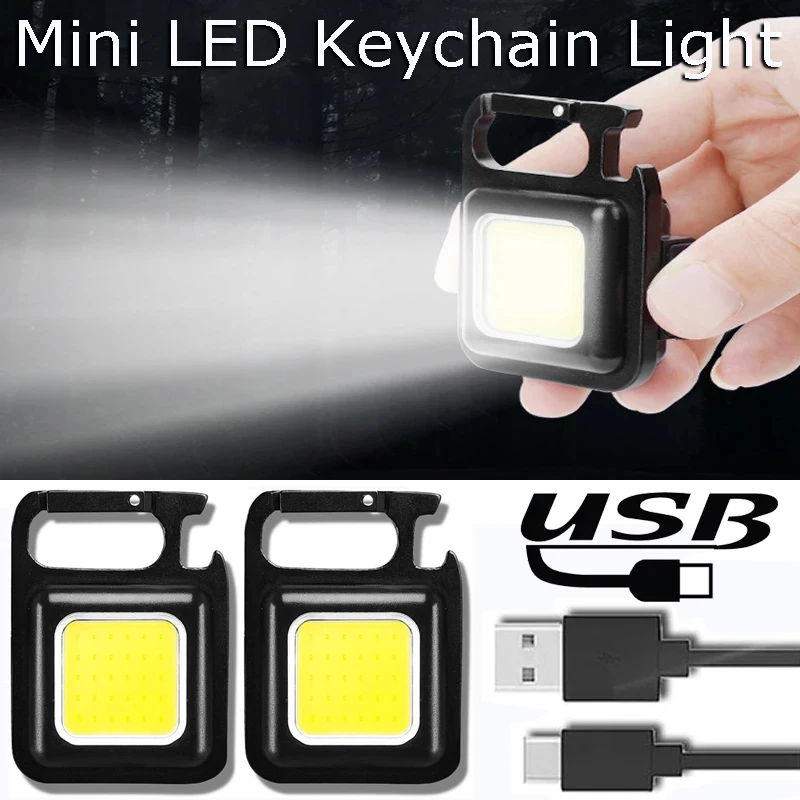 

Миниатюрный светодиодный брелок USB, многофункциональный портативный Перезаряжаемый Карманный светильник ильник с уличным освещением для ...