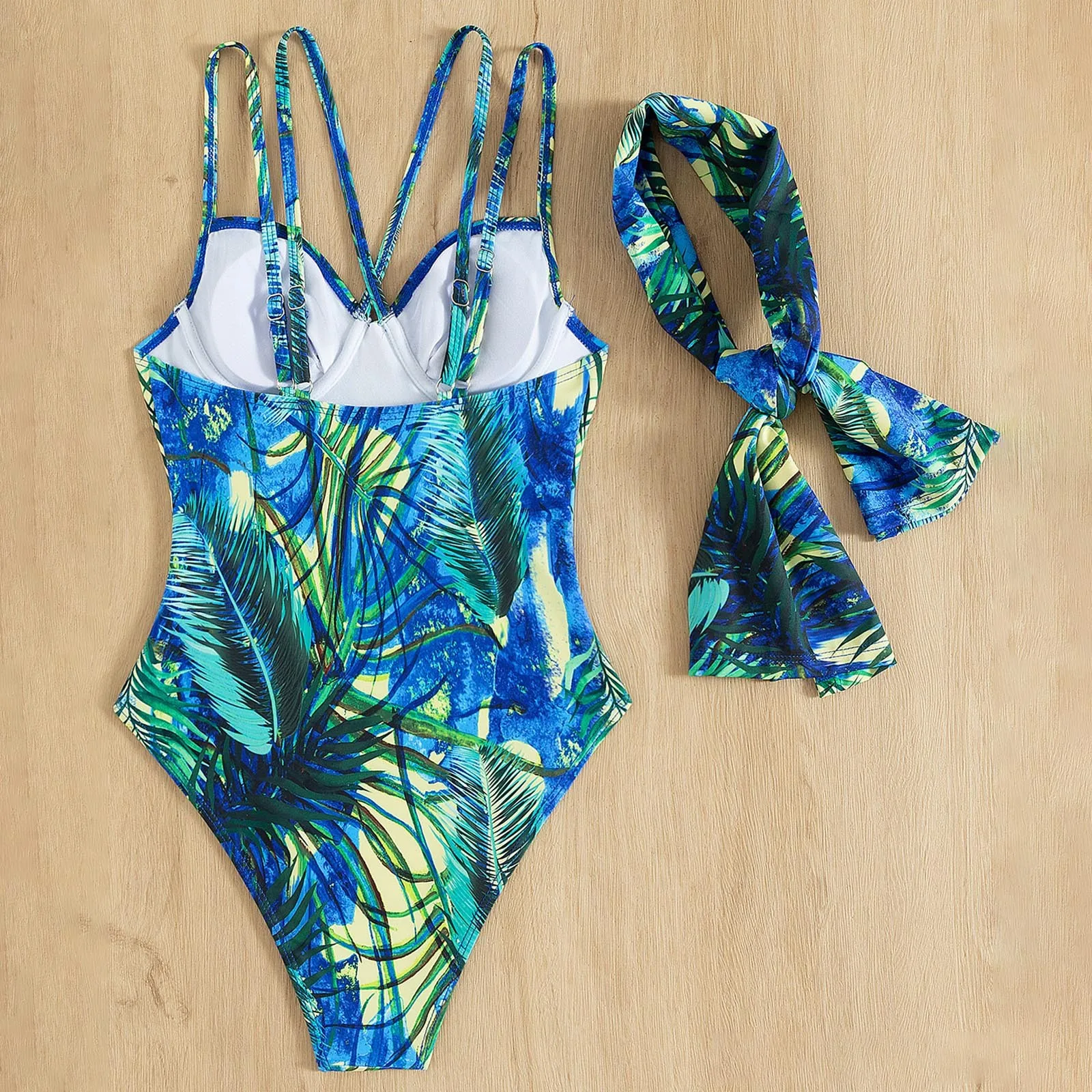 Летние женские бикини сексуальный модный слитный купальник с принтом синих