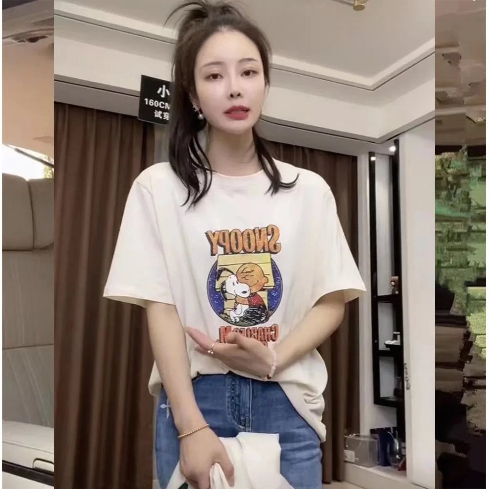 

2022 women's spring and summer new style cartoon Snoopy T fashionable round neck loose and comfortable top