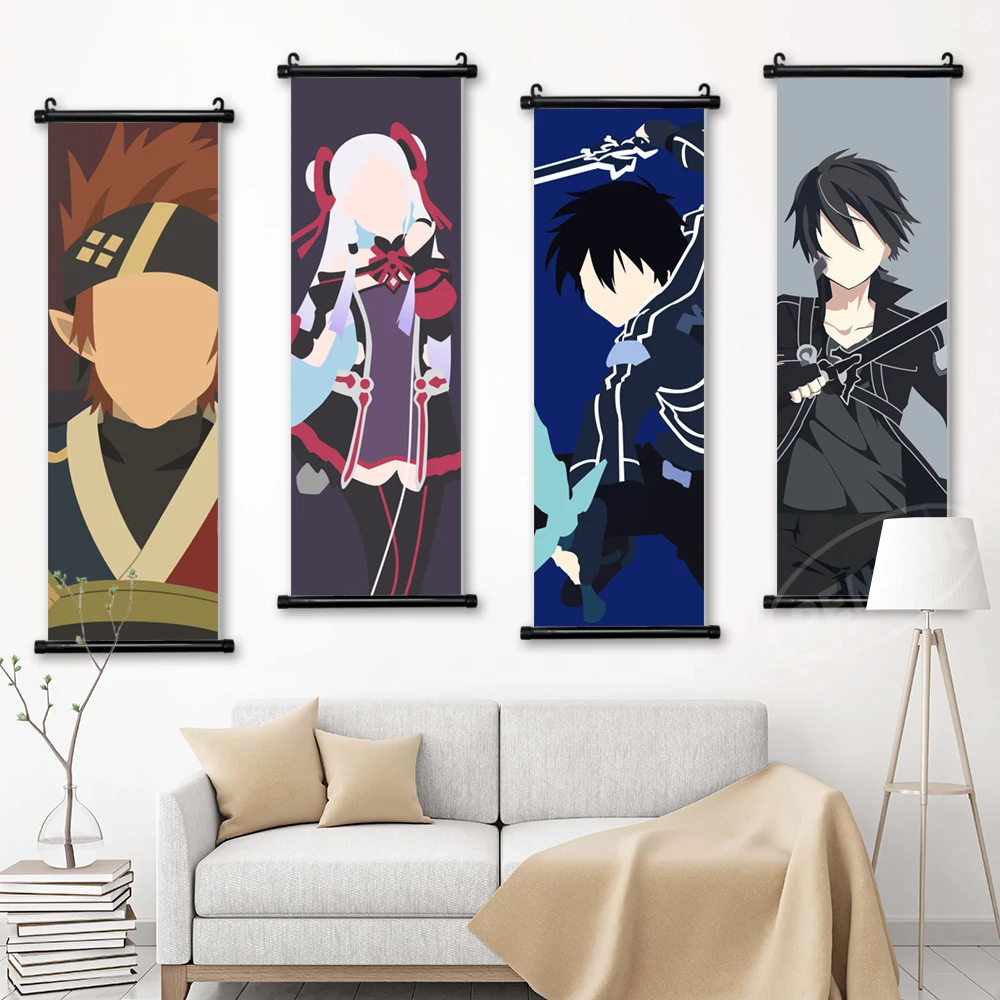 

Canvas Print Sword Art Online Picture Anime Wall Artwork Yuuki Asuna Painting Kirigaya Kazuto Hanging Scrolls Poster Home Decor