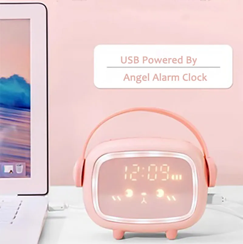 

LED Digital Angel Alarm Clock Night Light Electronic Child Smart Alarm Clock Voice Wake-up Home Bedside Bedroom Desktop Clock