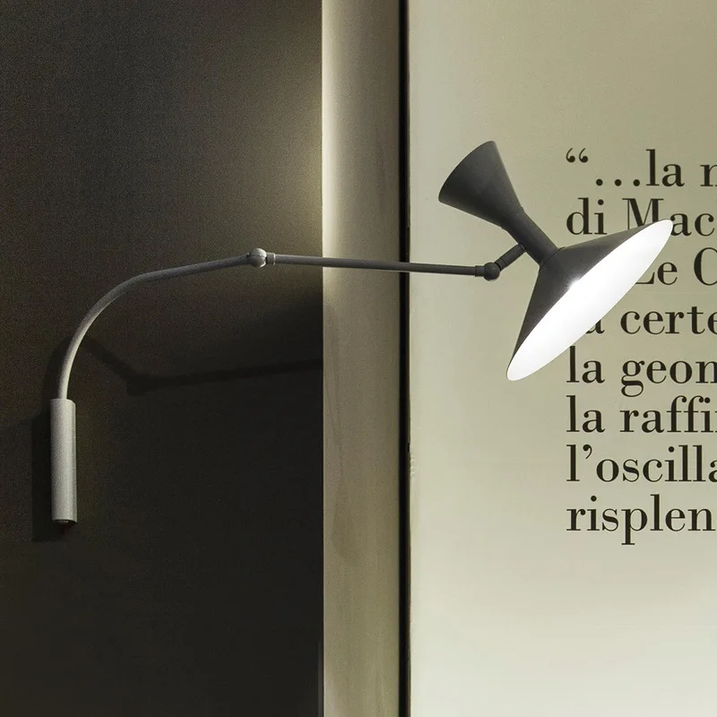 

Modern Adjustable switch Wall Lamp Long arm Reading bedroom Bedside light Northern Europe Led living room restaurant Wall Lights