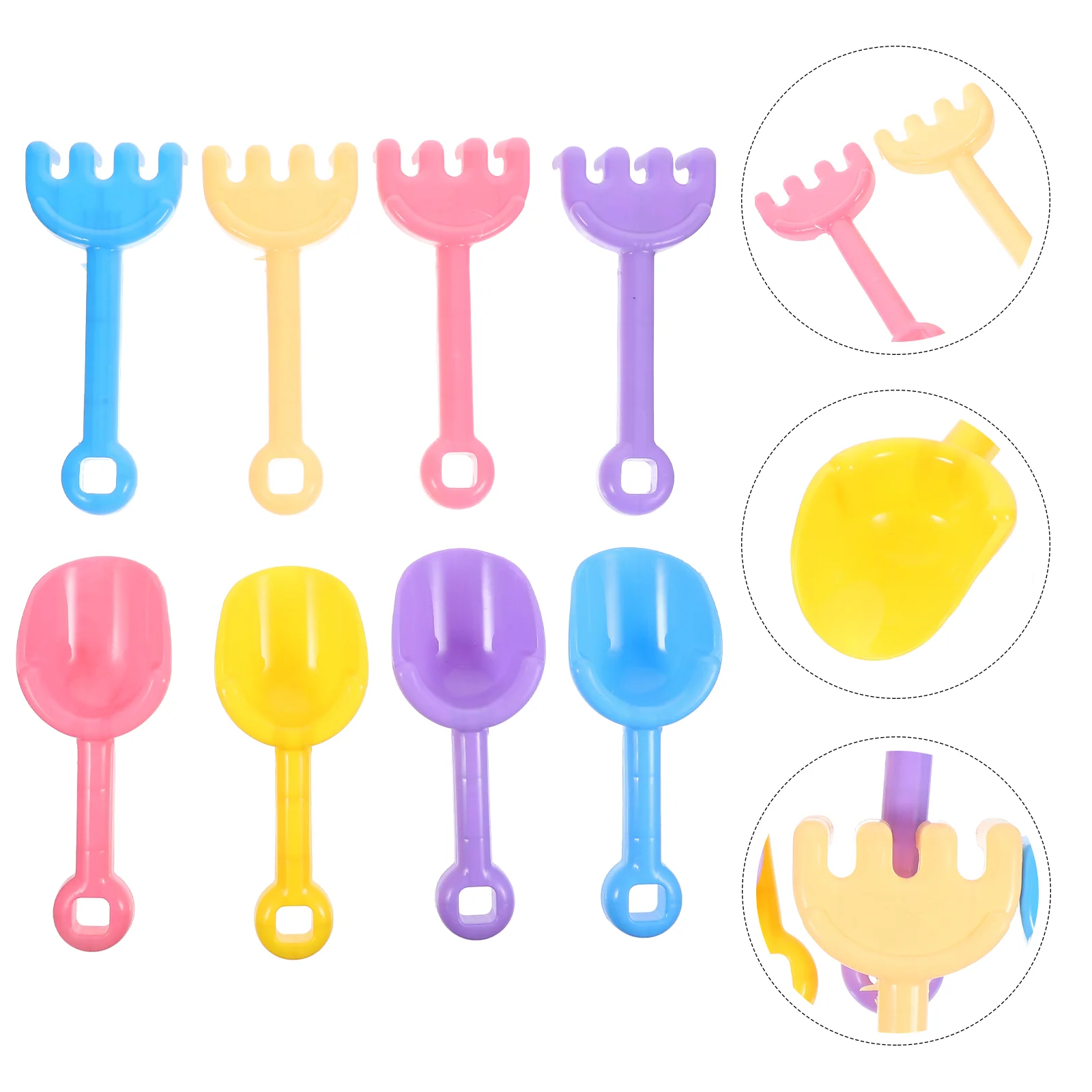 

8 Pcs Beach Rake Plastic Sand Toys Digger Kid Suit Multi-use Kids Playset Outdoor Party Summer Shovels Scoop