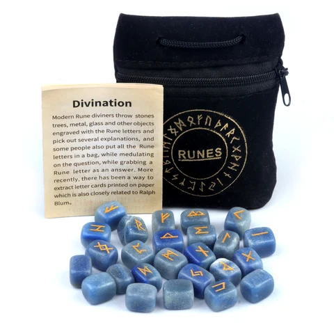 Натуральные рунические камни 25 шт.