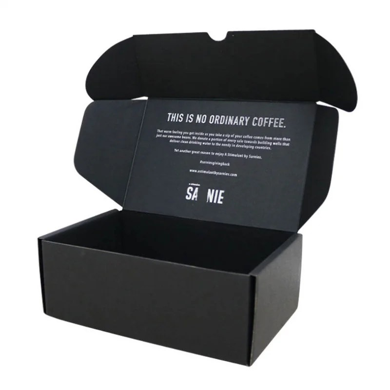 Customized Logo Printing Perfume Paper Packaging Box Black Shipping Corrugated Cardboard Mailer Box For Emballage Carton