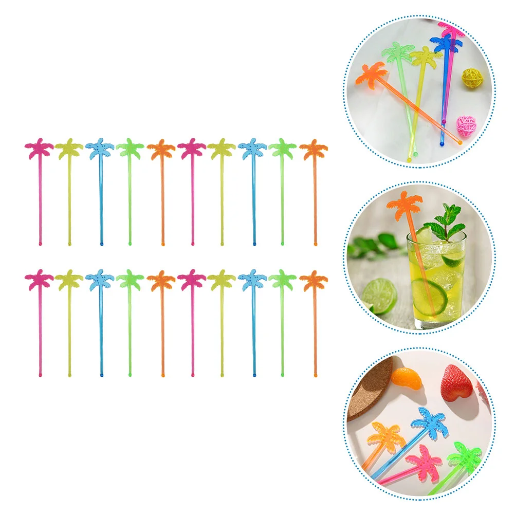 

50pcs Coconut-tree Shaped Honey Sticks Stirring Sticks Bar Stirring Rods