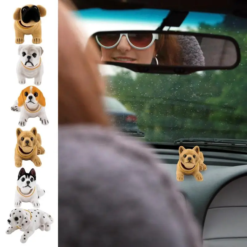 

1pc Car Shaking Head Dog Desktop Ornament Portable Animal Shape Car Dashboard Decoration Auto Resin Material Cute Nodding Decor