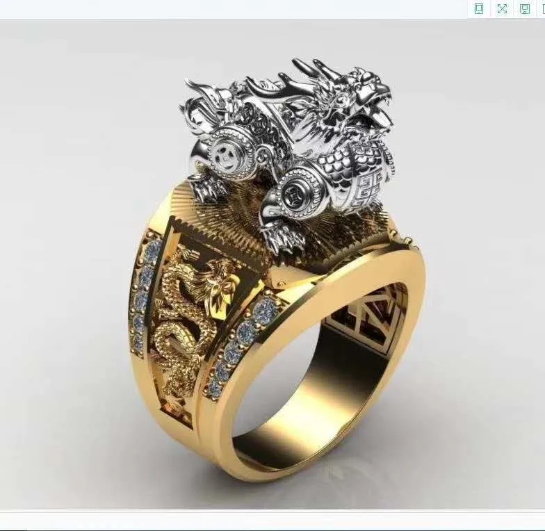 

Domineering Carved Dragon Ring for Men 3D Three-dimensional European and American Style Ring Fashion Jewelry on Party
