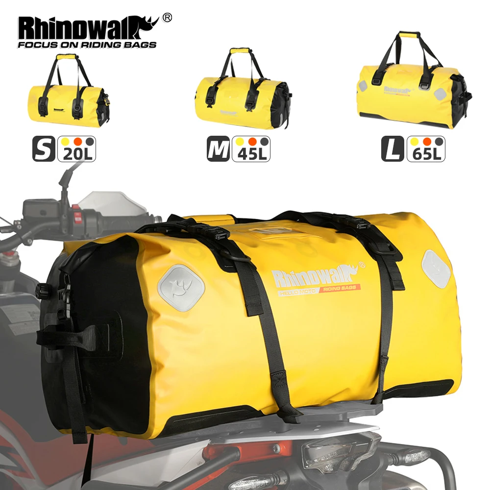 Фото Сумка для заднего сиденья мотоцикла Rhinowalk 20 л/45 л/65 л, водонепроницаемая сумка для мотора, сумка для заднего сиденья, быстросохнущая дорожная багажная сумка, сумка-перевозчик №1