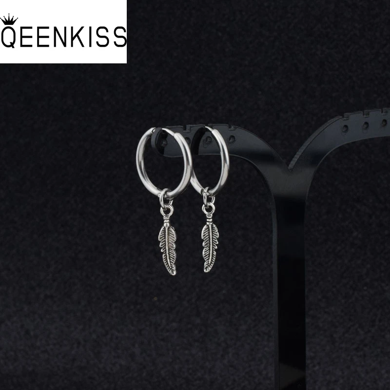 

Женские серьги-подвески QEENKISS из нержавеющей стали с листьями, серьги из титановой стали, ювелирные изделия для свадебной вечеринки, подарок для невесты и девушки EG8281