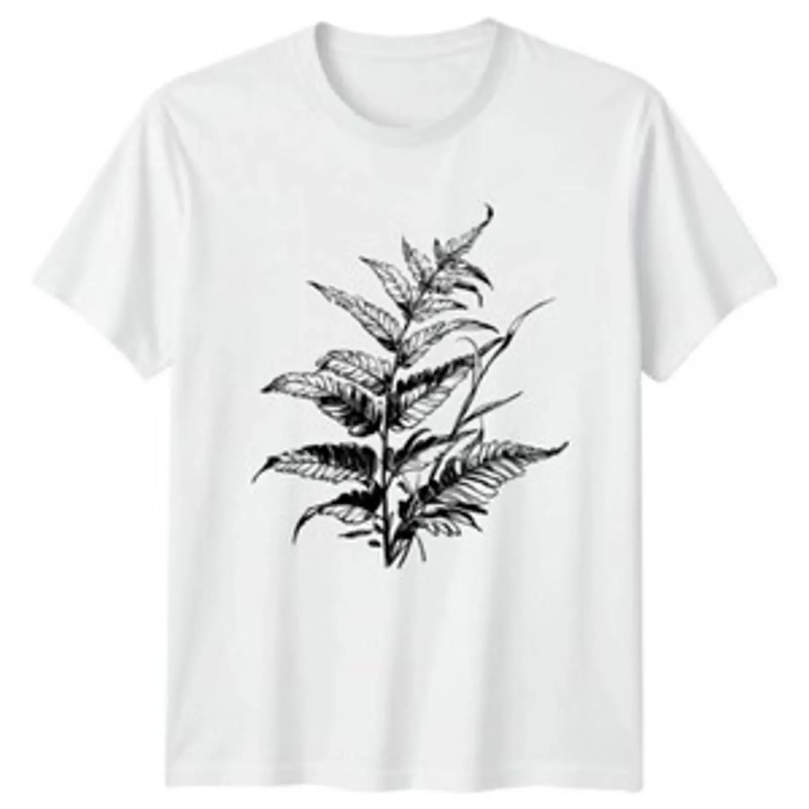Фото Футболка Farn Botanical Nature Herren с графическим рисунком растений, винтажная, с эффектом потертости, удобная, универсальная, модная мужская одежда №1