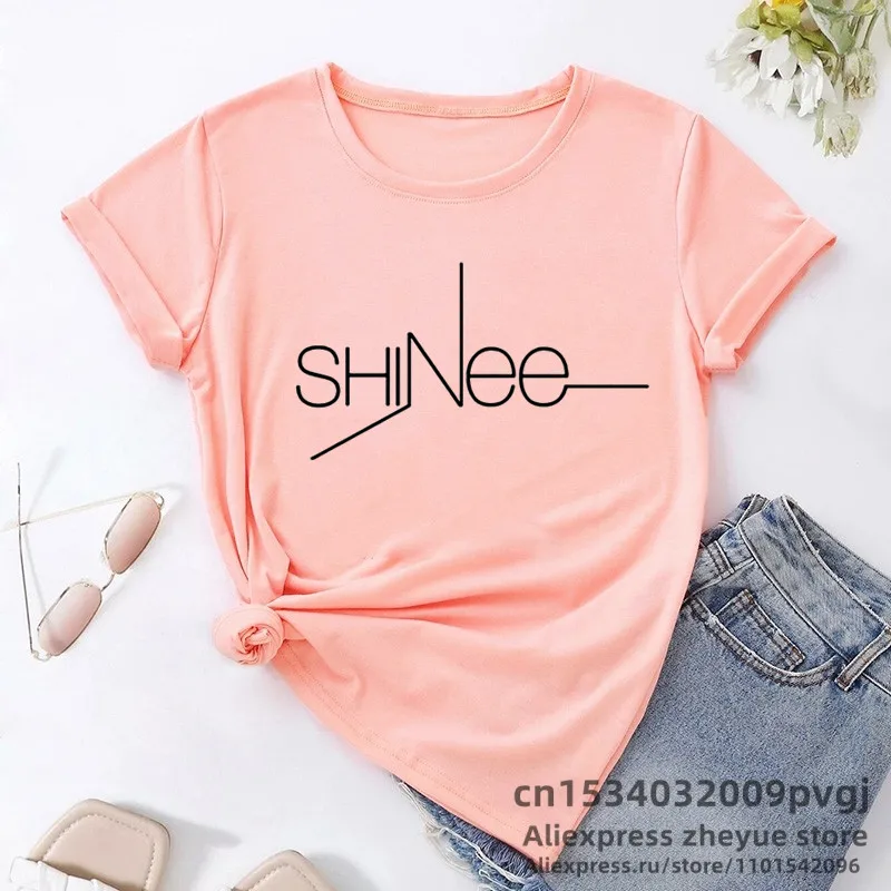 Kpop Merch мир Shinee футболка Женщины случайные члены Jonghyun логотип Футболка Сеул