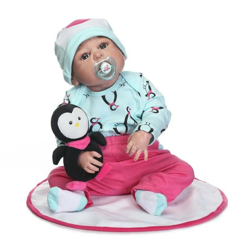 

22" Full Body Silicone Vinyl Bebe Reborn Baby Girl Doll Newborn Lifelike Handmade Soft Unisex for Your Family