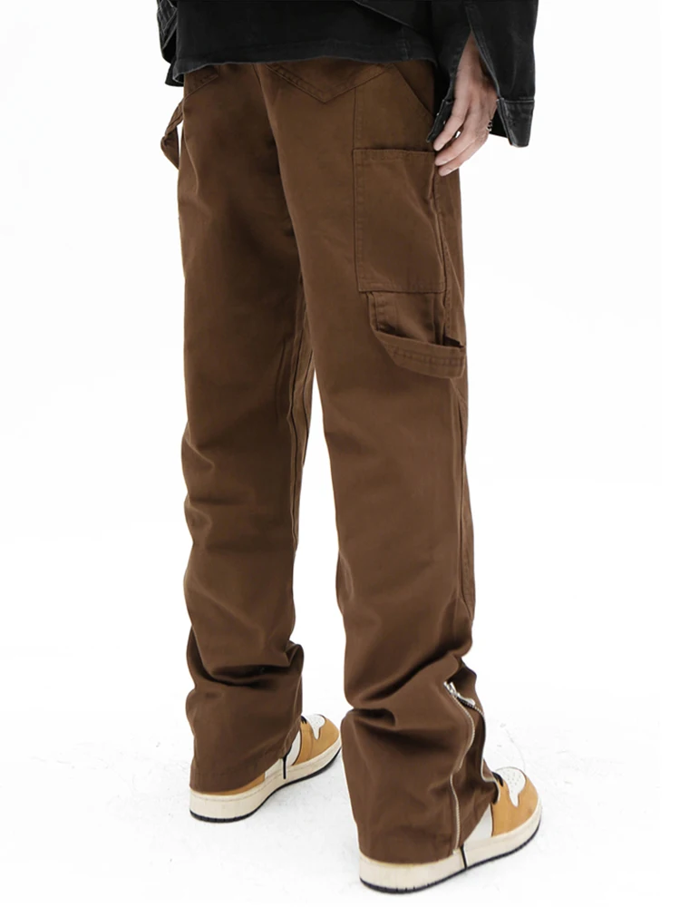 American Retro Worker Cargo Pants Fashion Y2K MEN Denim Denim Street Clothing Loose Pants and Clothing Side Zipper Loose Pants