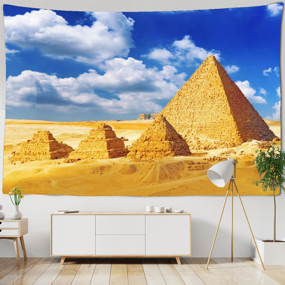 

Beautiful Ancient Egypt Pyramid Desert Scenery Tapestry Polyester Psychedelic Wall Hanging Hippie Bedroom Decoration Tapestries