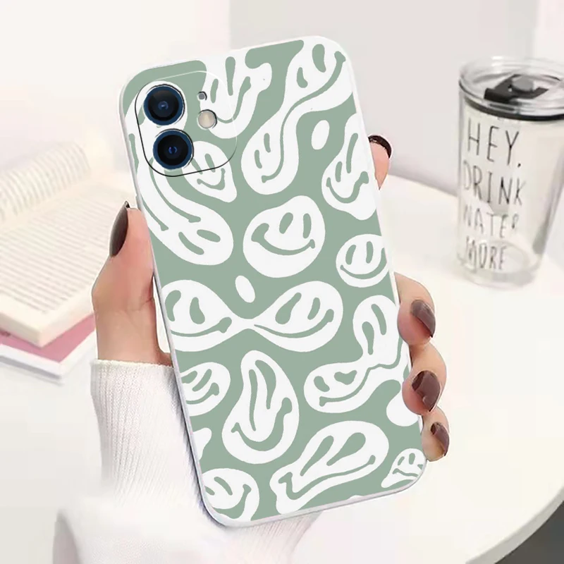 

Cute Funny Smiley Phone Case For iPhone 11 12 Pro Max 13 Mini X XS XR 7 8 Plus SE 2020 6S 6 Full Lens Protection Phone Fundas