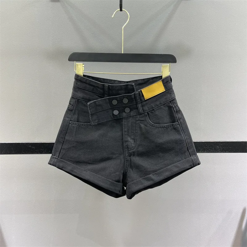 

2022 summer new irregular shorts women pregnant women casual wide legs Black