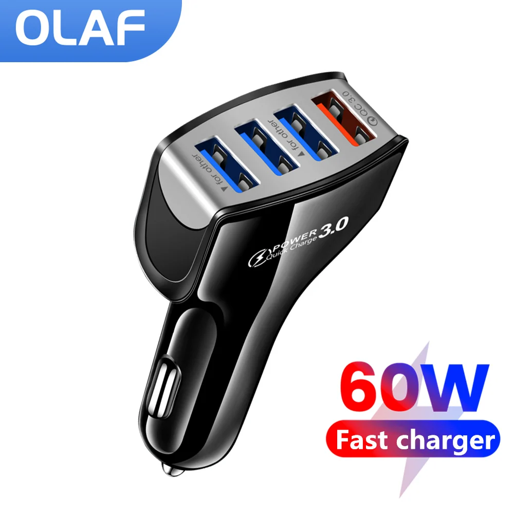 

Автомобильное зарядное устройство с 4 USB-портами, 60 Вт, быстрая зарядка 3,0