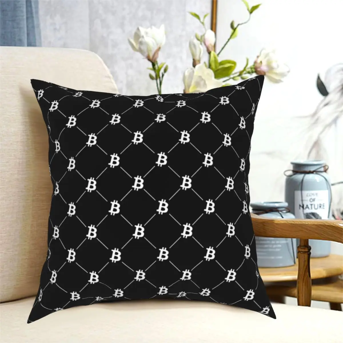 

Bitcoin Pattern Throw Pillow Case Size 30 40 45 50 Cushions Case DIY Printed Washable For Home Decor