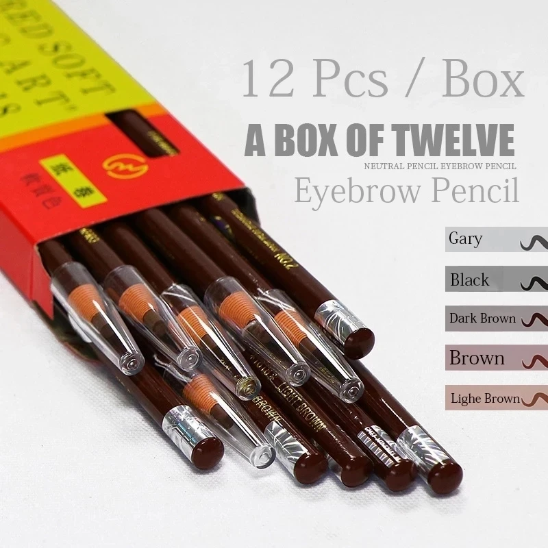 

12pcs 1818 Peel Off Paper Microblading Eyebrow Pencil Longlasting Waterproof Eye Brow Pen Dark Brown Black Grey Makeup Tools