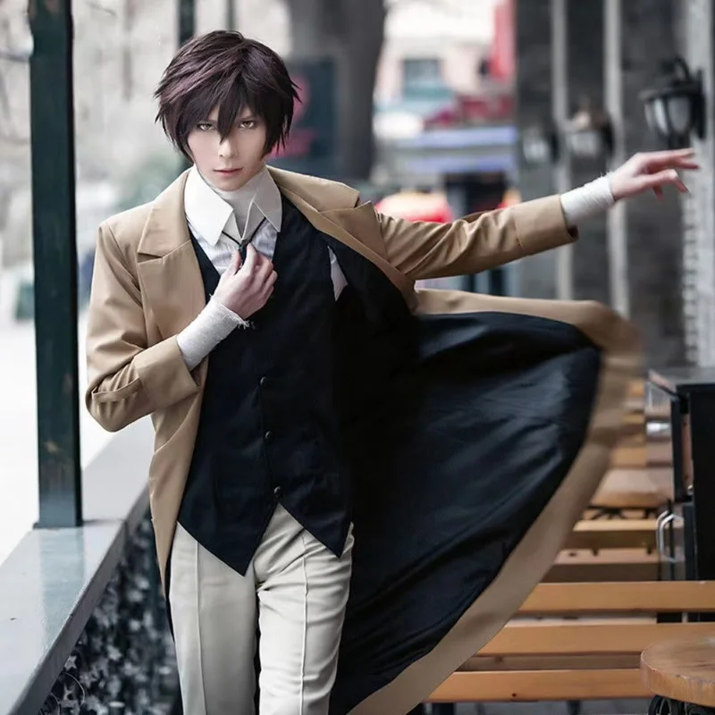 

Костюмы для косплея дазай Осаму из аниме «бродячие псы», костюмы на Хэллоуин, парик, костюм, жилет, брюки, униформа для вечеринки