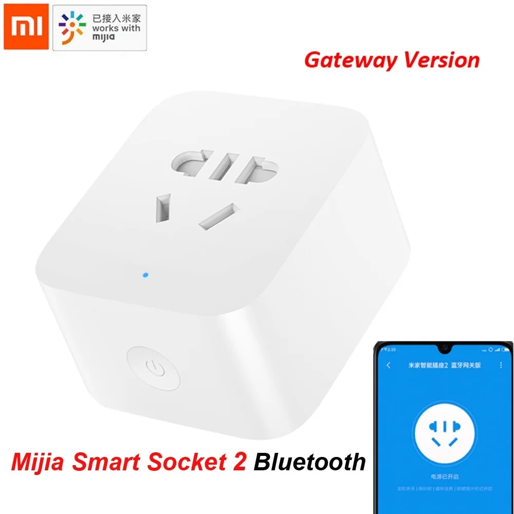 

Xiaomi Mijia Smart Socket 2 Bluetooth Gateway Version Wireless Remote Control Adaptor Power On Off Work With Mihome APP