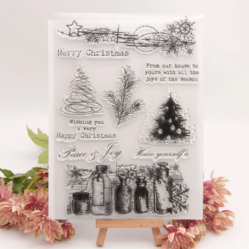 

Merry Christmas Stamps Rubber Transparent Silicone Seal Diy Hand Account Scrapbook Journal Decoration Crafts Stencils Reusable