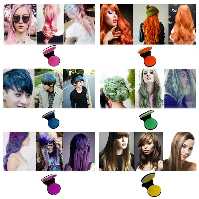 Краска для волос 1/6/8 цветов пудра временных татуировок мелов спрей