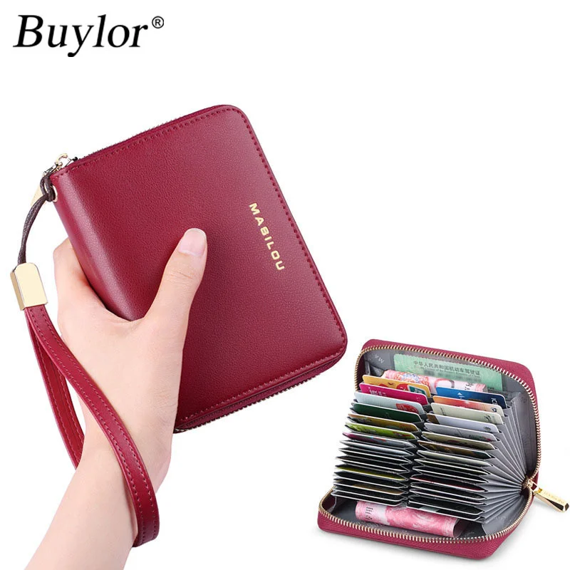 

Genuine Leather Women Wallet RFID Blocking Men Purse Anti-theft 30 Credit Card Holder Slots Fashion Women's Clutch Bag