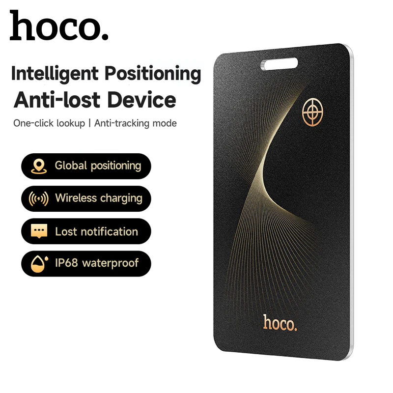 Фото HOCO Smart Anti-Lost трекер устройство кошелек ультратонкий GPS карта местоположения беспроводная зарядка IP68 водонепроницаемый для iPhone Find My Tag №1