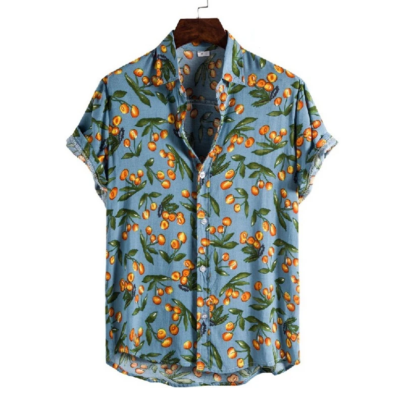 

Summer Hawaiian Floral Shirt Men Chemise Homme 2022 Brand Slim Fit Short Sleeve Beach Aloha Shirts Men Party Vacation Clothes