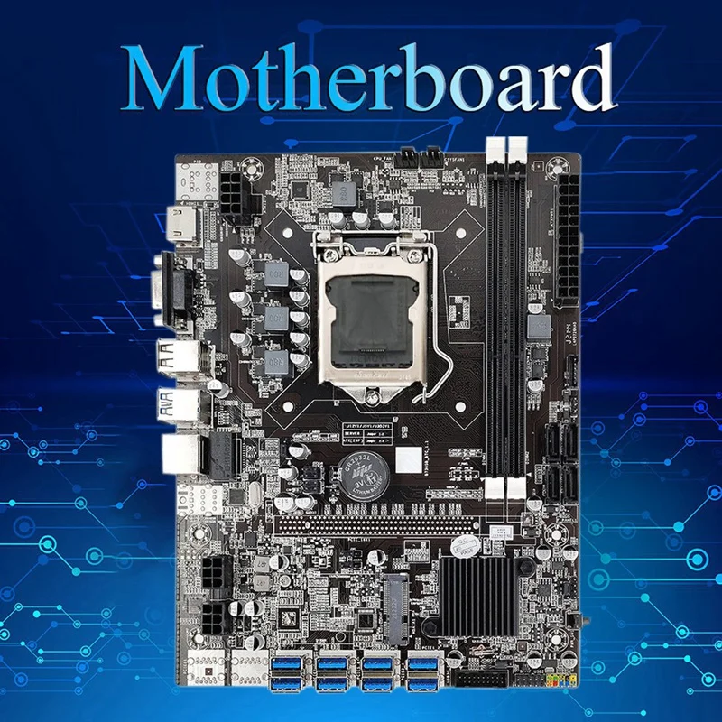 B75 8USB BTC Mining Motherboard+G530 CPU+64G USB Driver+SATA Cable+Switch Cable+Thermal Grease+Baffle For ETH Miner |