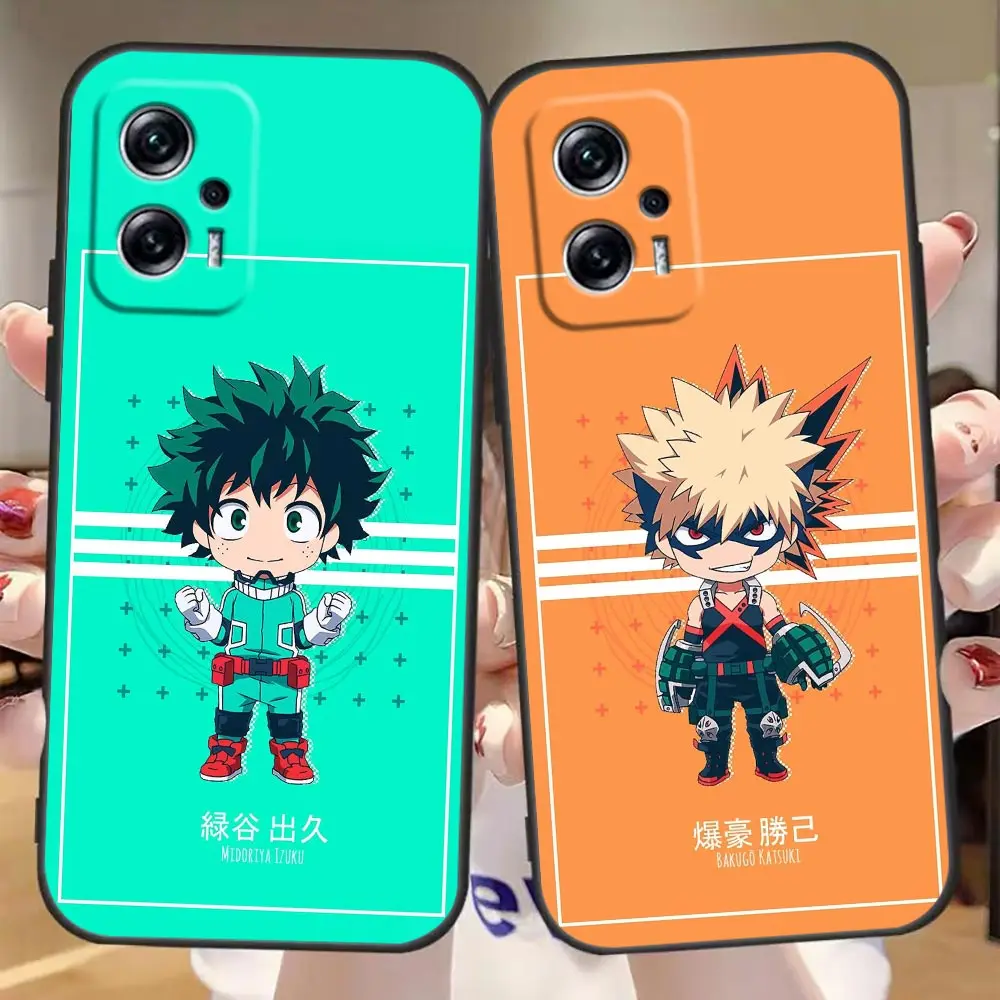 

Cute Cartoon My Hero Academia Phone Case For Redmi Note 11S 11T 11 11E 10 10S 9T 9 9S 8T Pro Plus Black Cover Fundas Coques Capa
