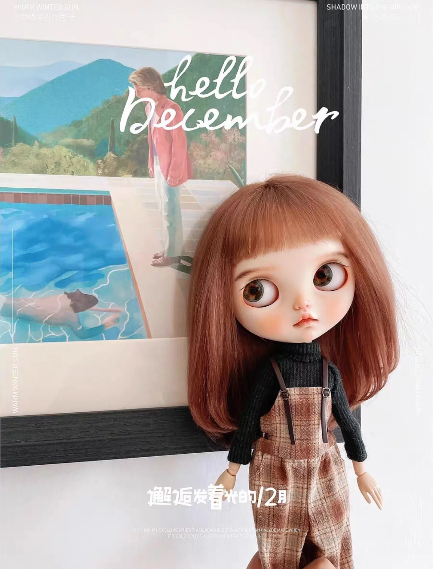 Оригинальный комплект комбинезонов Blythe Grid с начесом черная рубашка высоким