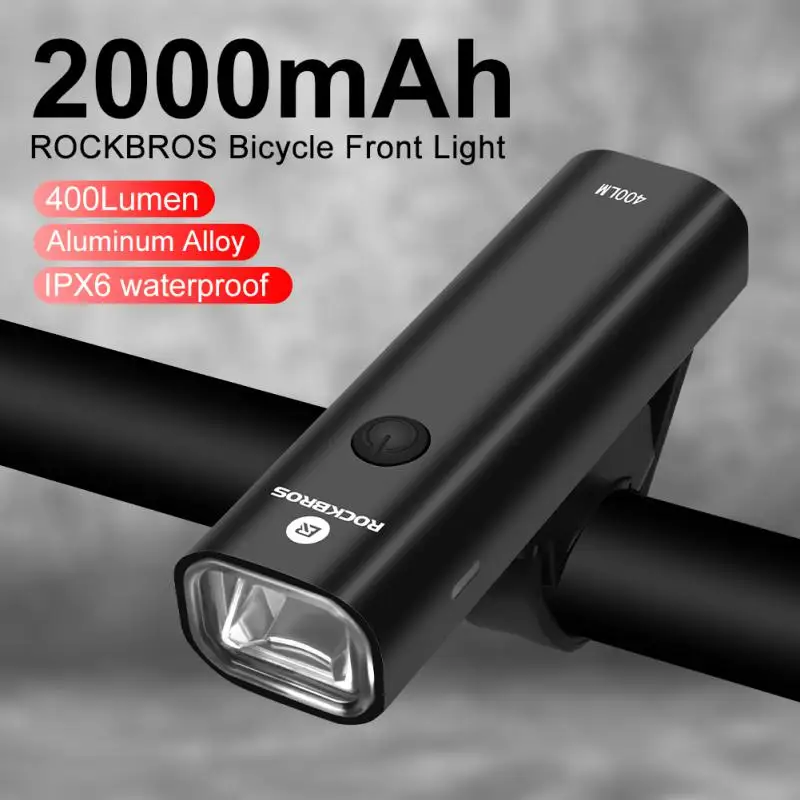 

ROCKBROS 2000mAh Bicycle Front Light USB Rechargeable Lantern LED MTB Road Bike Headlight Aluminum Alloy Ultralight Flashlight