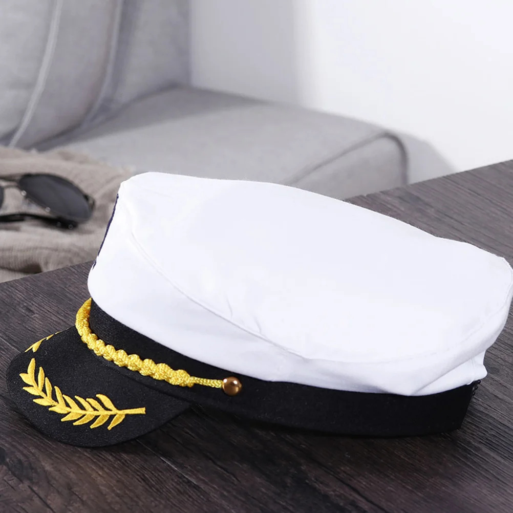 

2 Pcs Embroidered Captain Hat Boating Sailor Hats Costume Party Fancy Dress Adults Decor Summer
