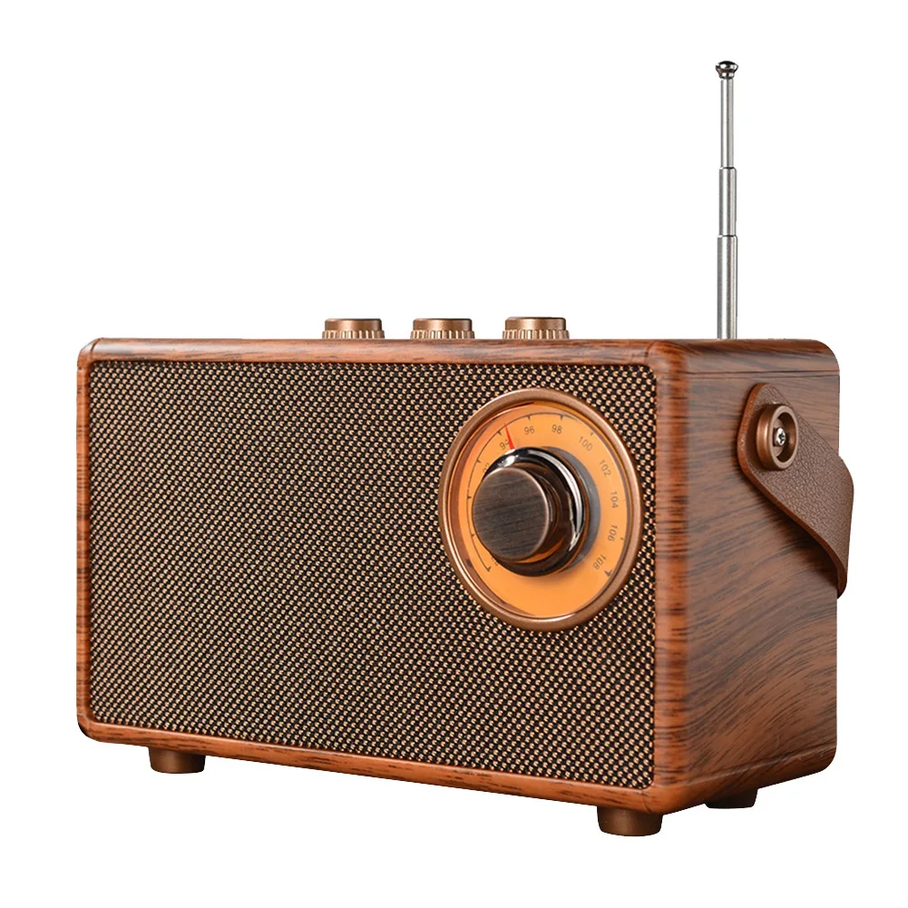 

Портативный FM-радиоприемник в стиле ретро, деревянная колонка с поддержкой Bluetooth, басов, громкой связи, MP3 плеера, USB/TF-карт/AUX