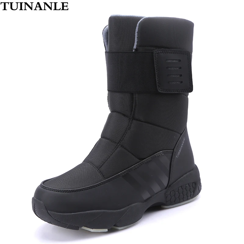 

TUINANLE Women Winter Boots High Quality Waterproof Mid-Calf Snow Boots Warm Plush Platform Shoes Botas De Mujer Black Boots
