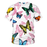 2022 latest hot selling 3d printed t shirt casual fashion mens t shirt cartoon butterfly printed o neck tees daily mens top