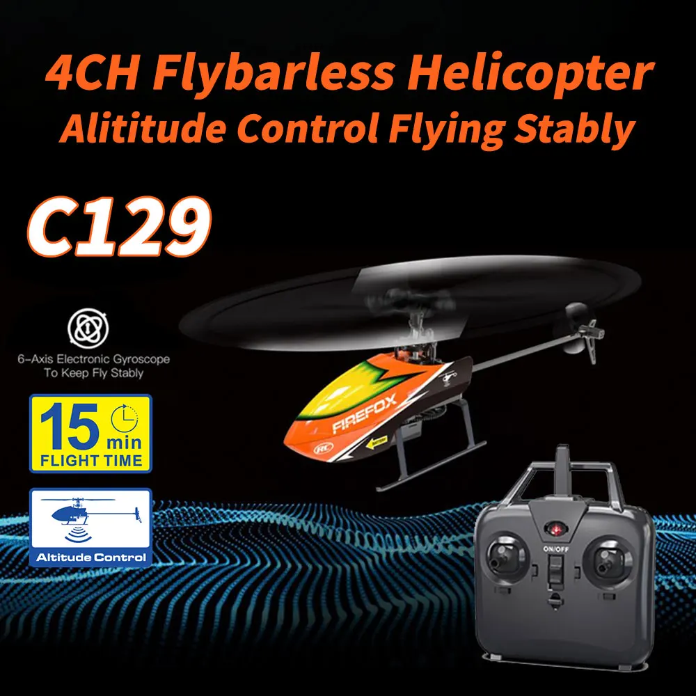 

C129 4 Channel RC Helicopter RTF 2.4GHz Remote Control Model Airplane Single Propeller Aileronless Adult Children's Toys