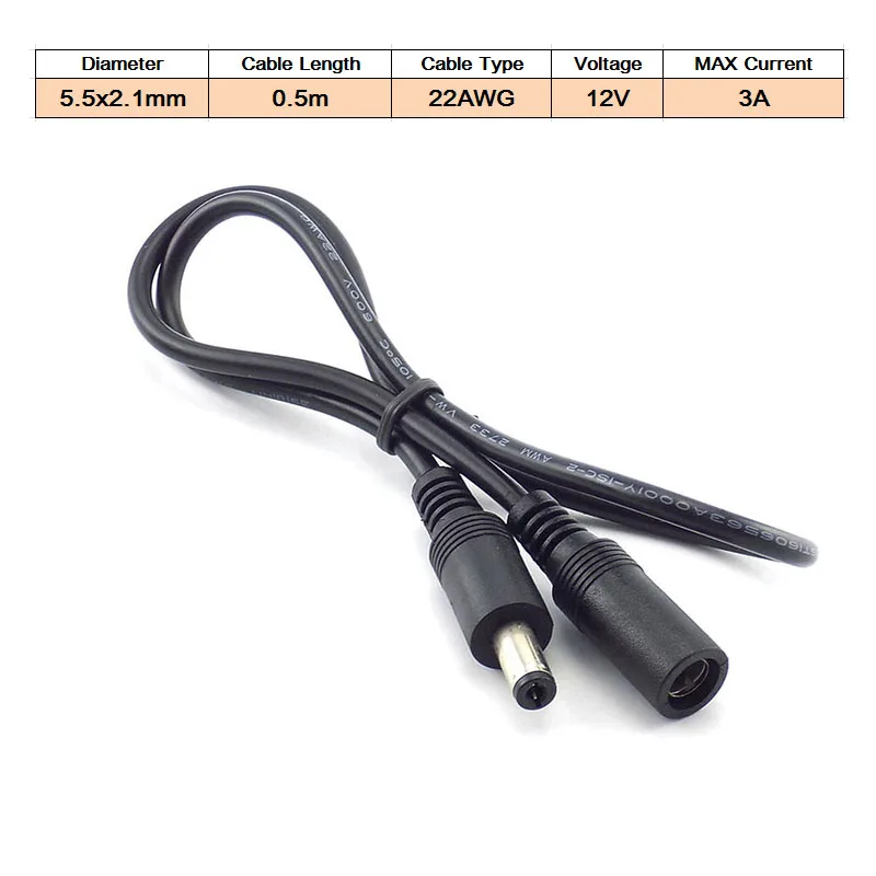 

DC удлинитель "мама-папа" 5В 2А / 12В 5А черный