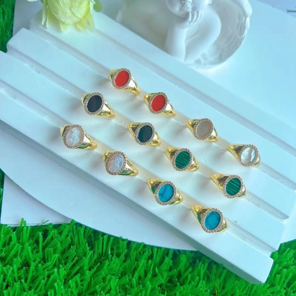 

5 шт., Открытое кольцо с зеленым и красным камнем, в богемном стиле